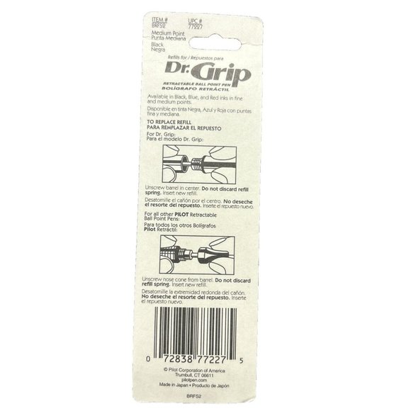 Pilot Refills Dr Grip Med Black 2Pack 77227 Fits Any Pilot Retractable Ballpoint - Picture 4 of 6